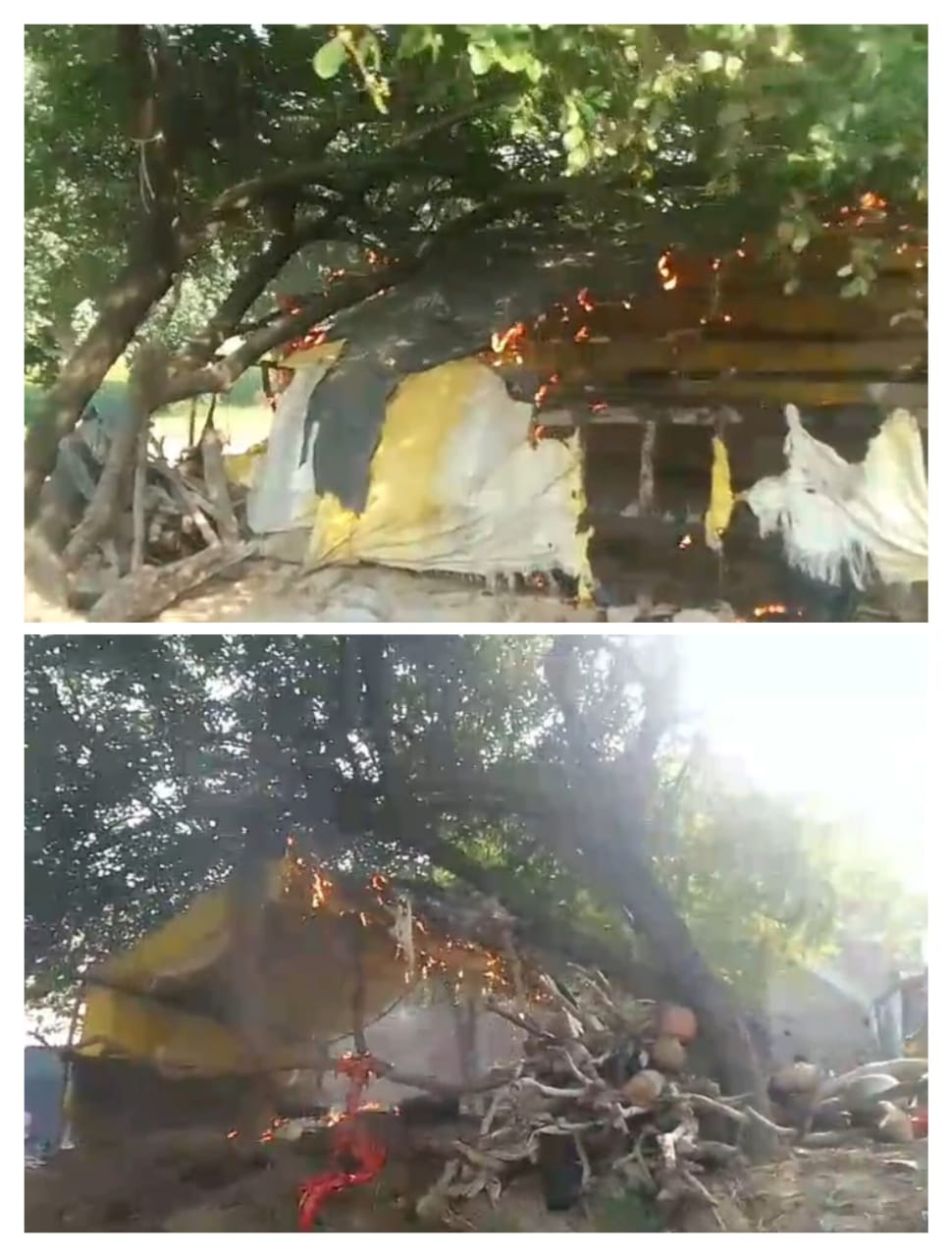 इटावा में जमीन कब्जाने के विवाद में दबंगों द्वारा गरीब की झोपड़ी में लगाई आग पत्नी-बच्चों संग खुले आसमान के नीचे आया परिवार